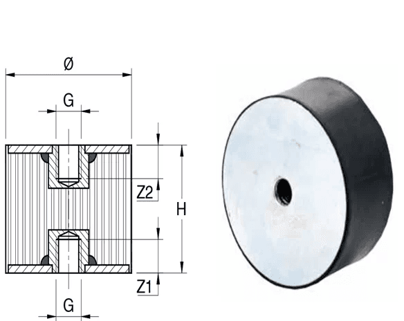 Antivibrant 1004 TYPE C - FF 40/30 M8X7-M8X7 SH.55