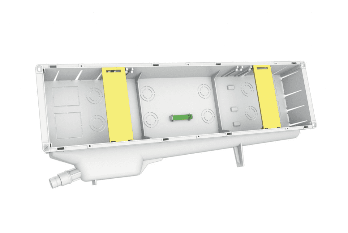 Cutie de instalare incasabila ELISYUM HYDRONIC ELITE cu tava de condens pentru aer coditionat 580*140*67(lun*lat*adinc)